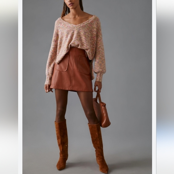 Anthropologie Pilcro Oversized Deep V-neck Sweater Heather Multi S - Picture 4 of 14